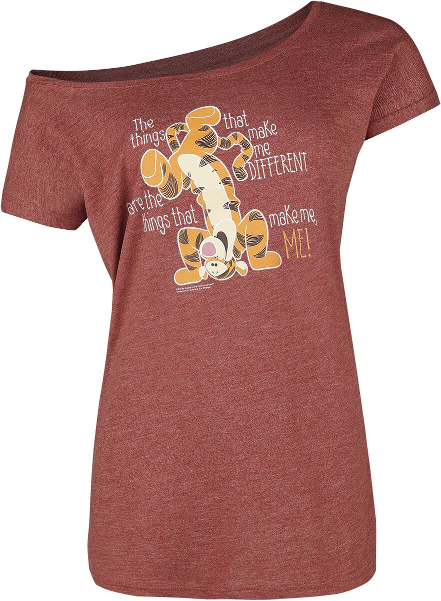 T-Shirt Manches courtes Disney de Winnie L'Ourson - Tigrou - Different - S à 5XL - pour Femme - rouge chiné - Winnie L'Ourson