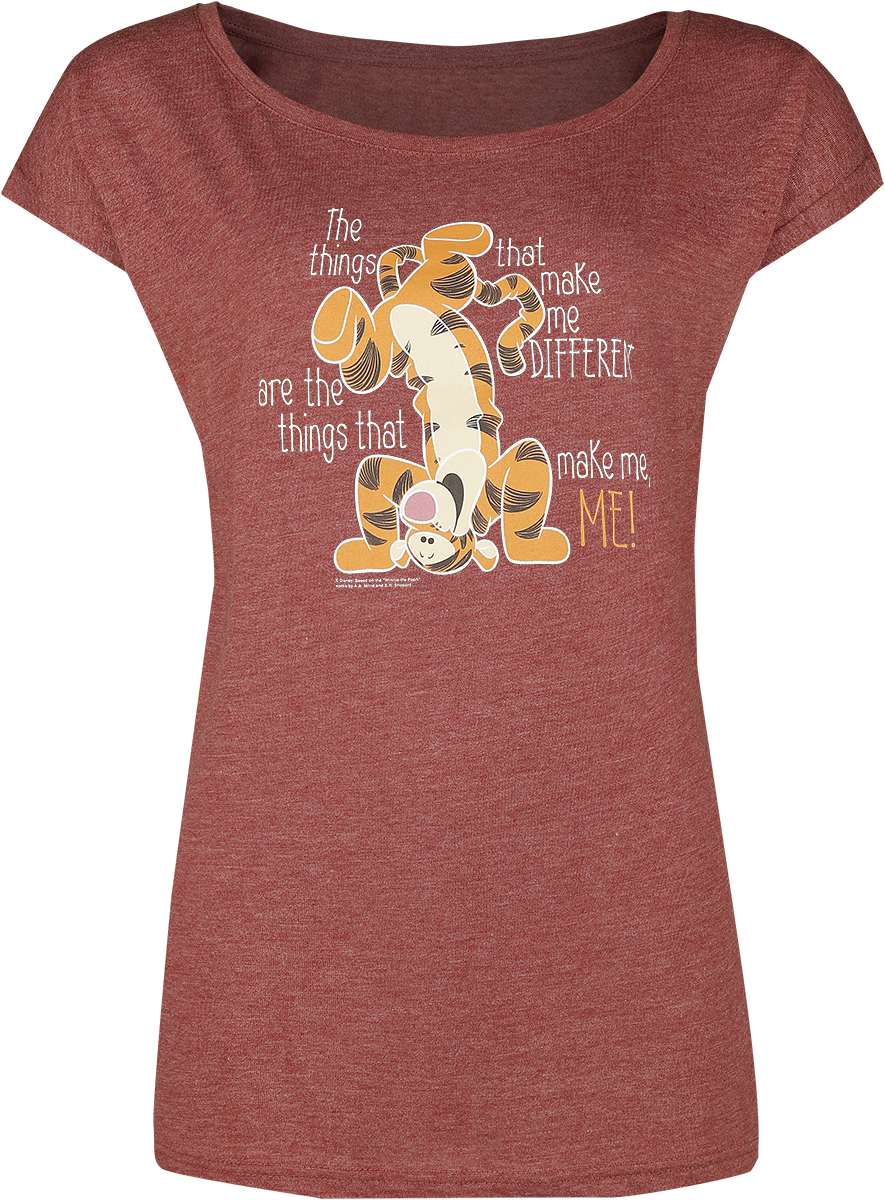 T-Shirt Manches courtes Disney de Winnie L'Ourson - Tigrou - Different - S à 5XL - pour Femme - rouge chiné - Winnie L'Ourson - View 2