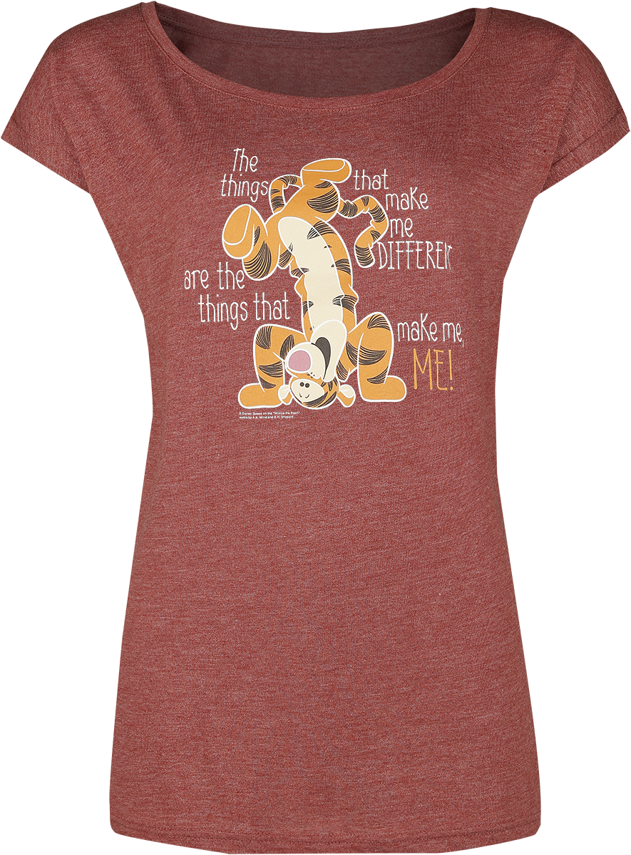 T-Shirt Manches courtes Disney de Winnie L'Ourson - Tigrou - Different - S à 5XL - pour Femme - rouge chiné - Winnie L'Ourson - View 2