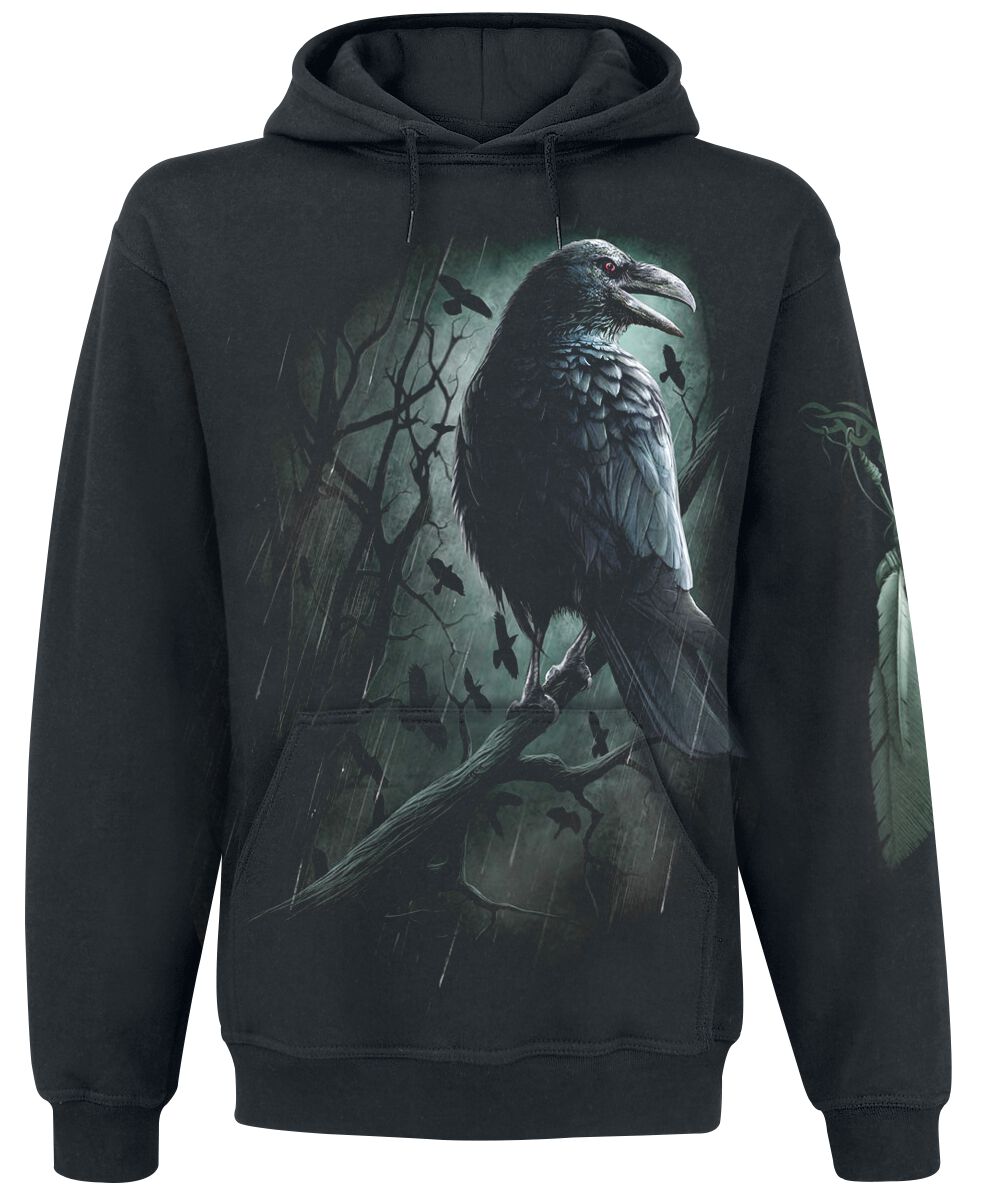 Sweat-shirt à capuche Gothic de Spiral - Shadow Raven - S à M - pour Homme - noir - Spiral