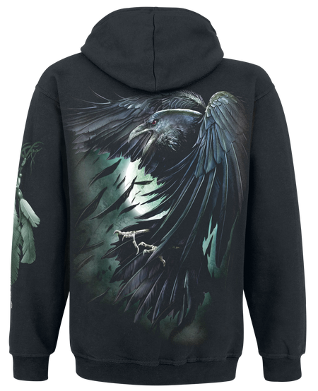 Sweat-shirt à capuche Gothic de Spiral - Shadow Raven - S à M - pour Homme - noir - Spiral - View 2