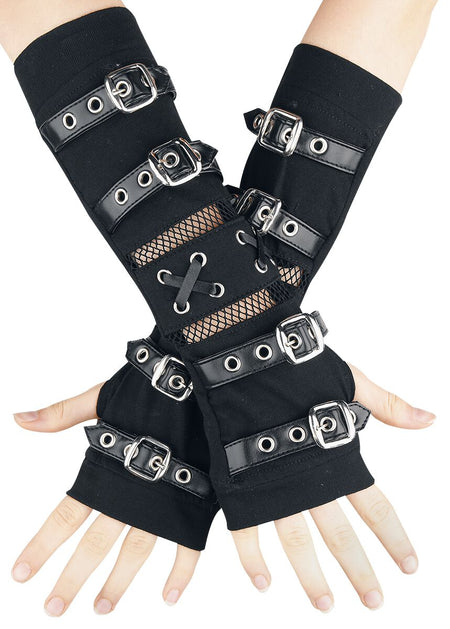 Mitaines montantes Gothic de Poizen Industries - Manchons Riot - pour Femme - noir - Poizen Industries