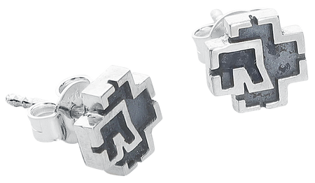 Set de clous d'oreilles  de Rammstein - Logo Rammstein - pour Femme - couleur argent - Rammstein - View 2