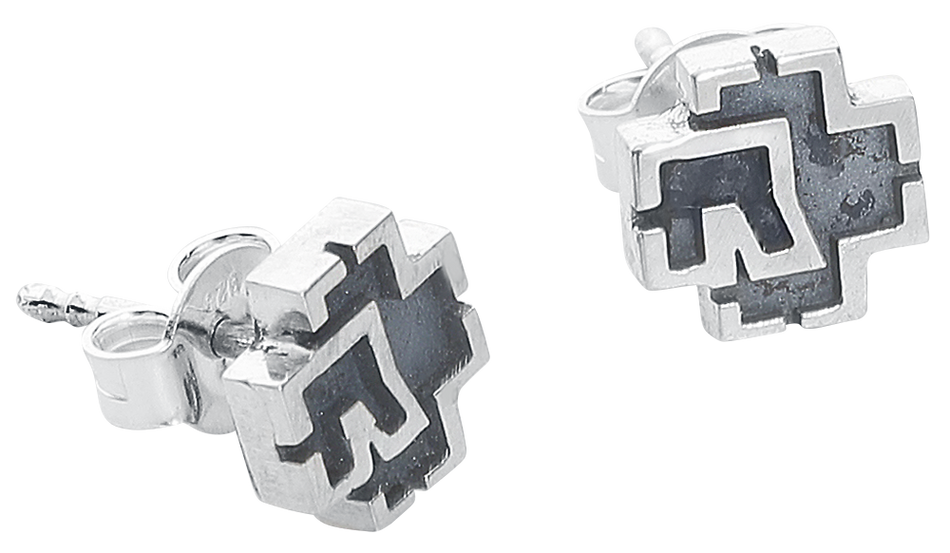 Set de clous d'oreilles  de Rammstein - Logo Rammstein - pour Femme - couleur argent - Rammstein - View 2