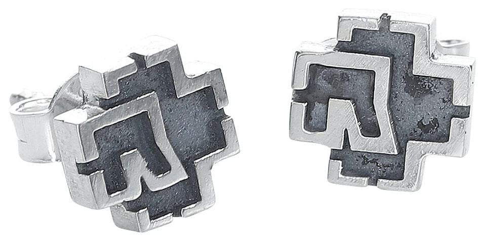 Set de clous d'oreilles  de Rammstein - Logo Rammstein - pour Femme - couleur argent - Rammstein