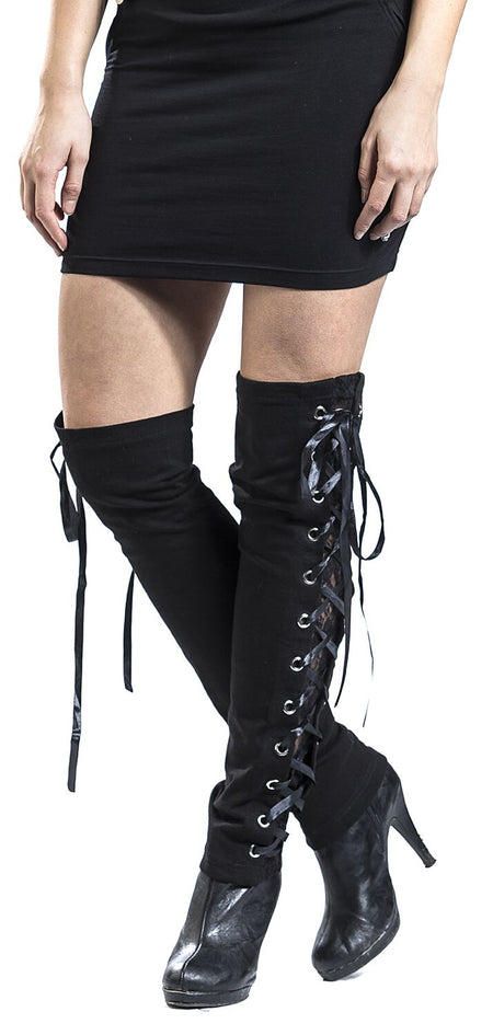 Chaussettes montantes Gothic de Gothicana by EMP - Passion - S-M - pour Femme - noir - Gothicana by EMP