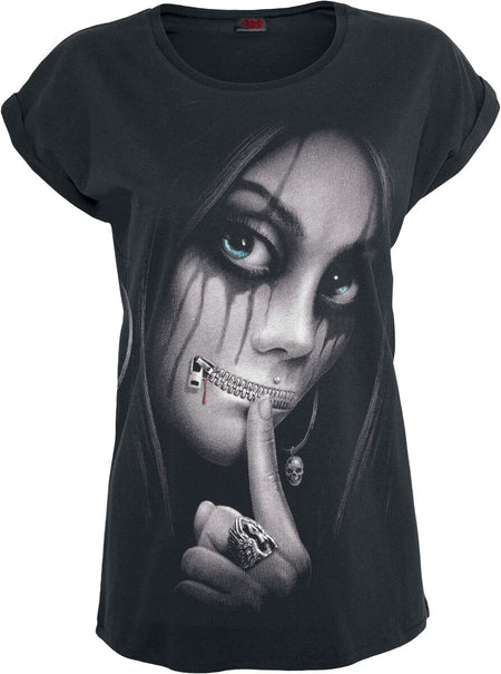 T-Shirt Manches courtes  de Spiral - Zipped - S à XXL - pour Femme - noir - Spiral