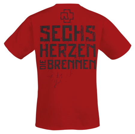 T-Shirt Manches courtes  de Rammstein - 6 Herzen - S à XXL - pour Homme - rouge - Rammstein - View 2