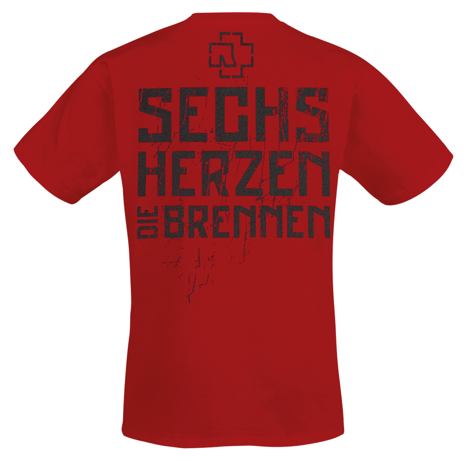T-Shirt Manches courtes  de Rammstein - 6 Herzen - S à XXL - pour Homme - rouge - Rammstein - View 2