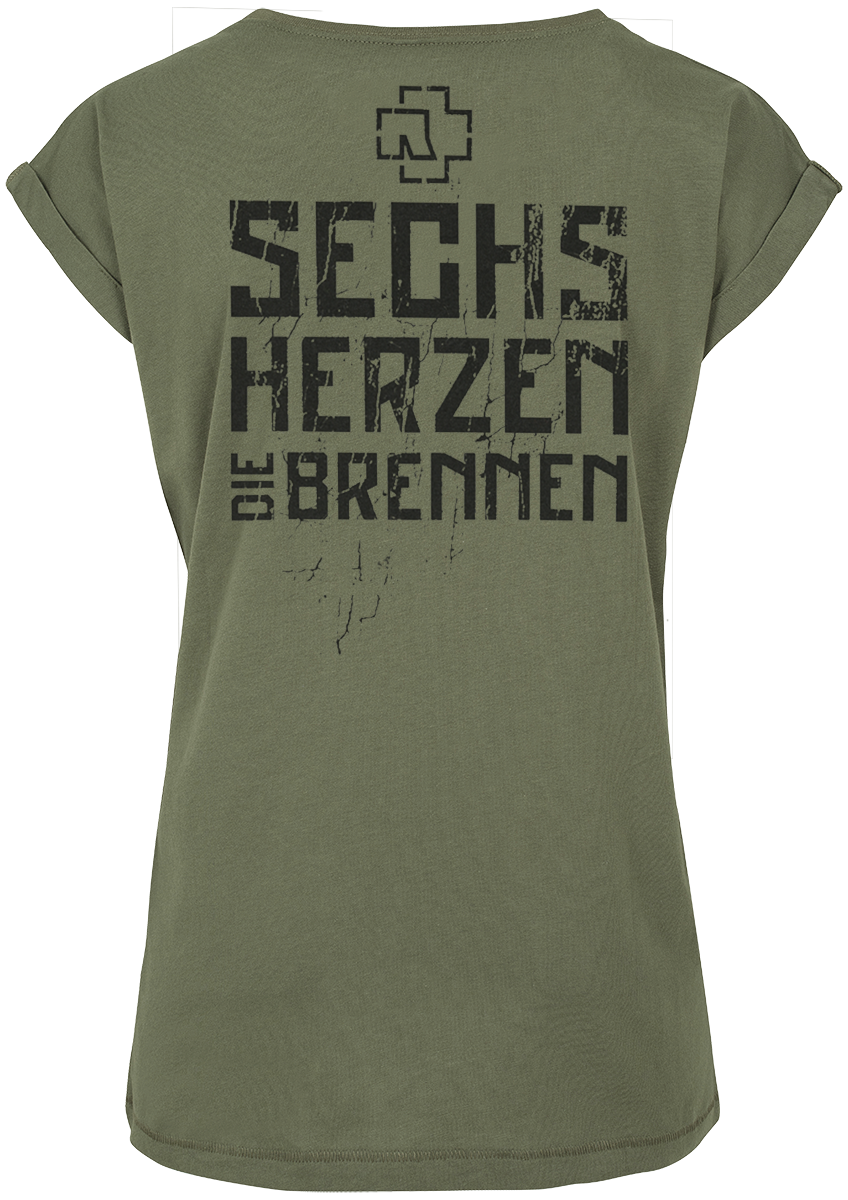 T-Shirt Manches courtes  de Rammstein - 6 Herzen - S à XXL - pour Femme - olive - Rammstein - View 2