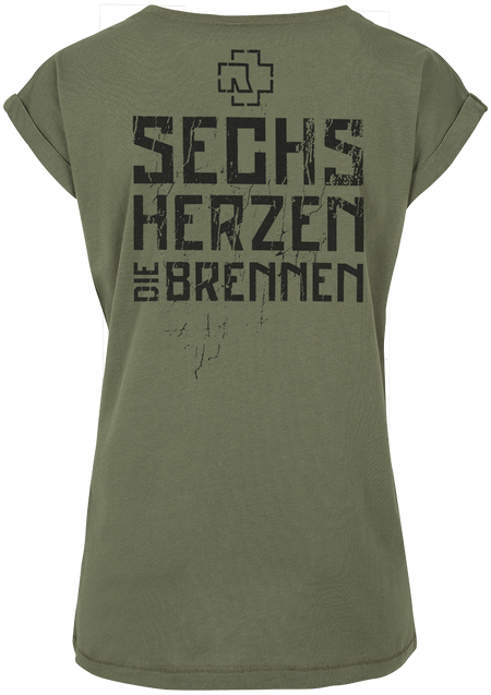 T-Shirt Manches courtes  de Rammstein - 6 Herzen - S à XXL - pour Femme - olive - Rammstein - View 2