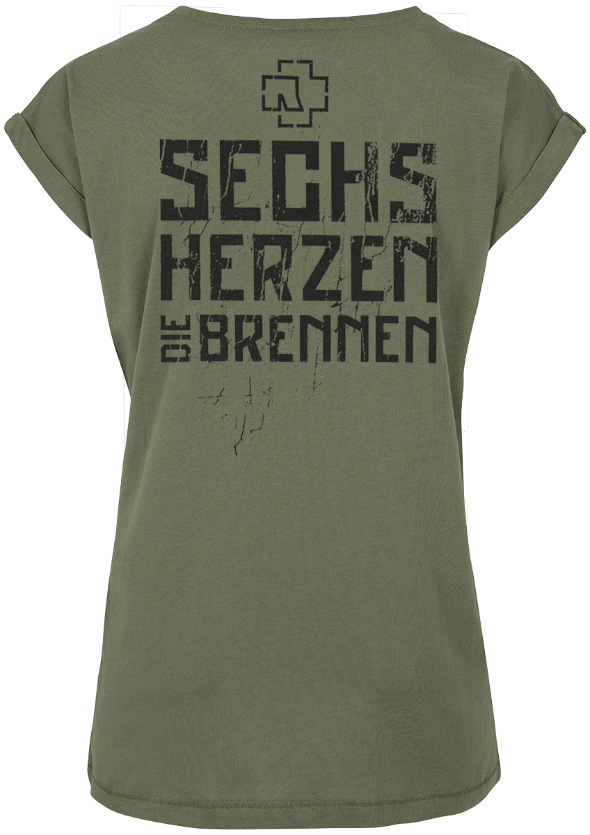 T-Shirt Manches courtes  de Rammstein - 6 Herzen - S à L - pour Femme - olive - Rammstein - View 2