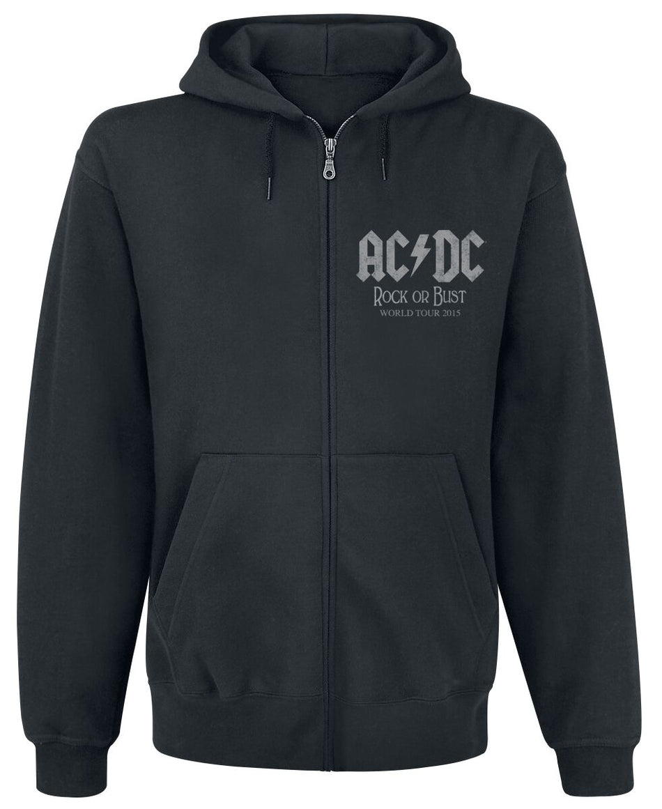 Sweat-shirt zippé à capuche  de AC/DC - World Tour 2015 - S à 3XL - pour Homme - noir - AC/DC