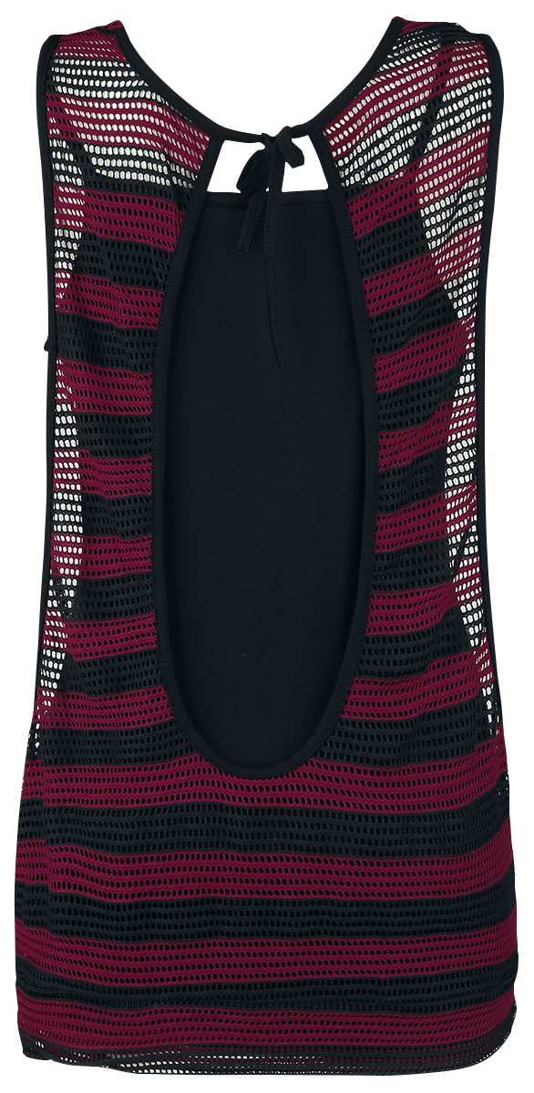 Top  de RED by EMP - Haut En Mesh Double Épaisseur Rayé 2-En-1 - S à XXL - pour Femme - noir/rouge - RED by EMP - View 2