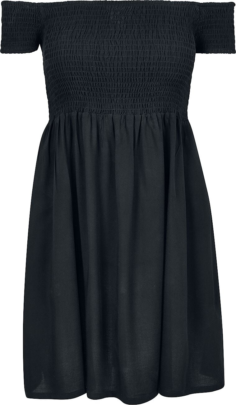 Robe courte  de Urban Classics - Robe Smoked Épaules Découvertes - XS à XL - pour Femme - noir - Urban Classics