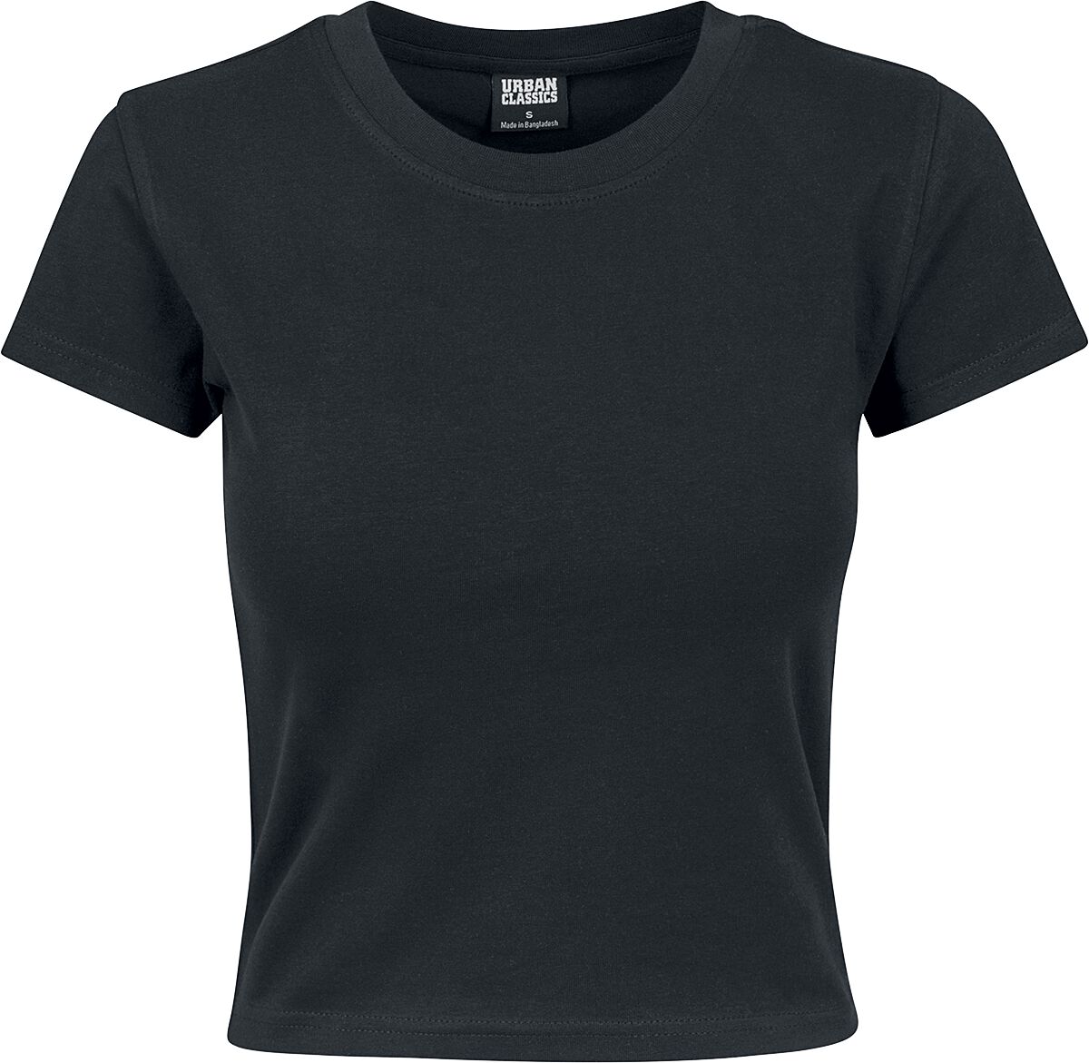 T-Shirt Manches courtes  de Urban Classics - Crop Top Femme En Jersey Souple - S - pour Femme - noir - Urban Classics