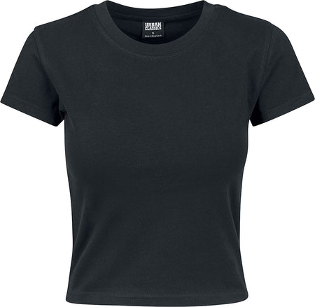 T-Shirt Manches courtes  de Urban Classics - Crop Top Femme En Jersey Souple - S - pour Femme - noir - Urban Classics