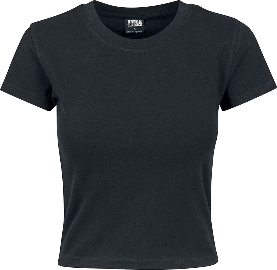 T-Shirt Manches courtes  de Urban Classics - Crop Top Femme En Jersey Souple - S - pour Femme - noir - Urban Classics