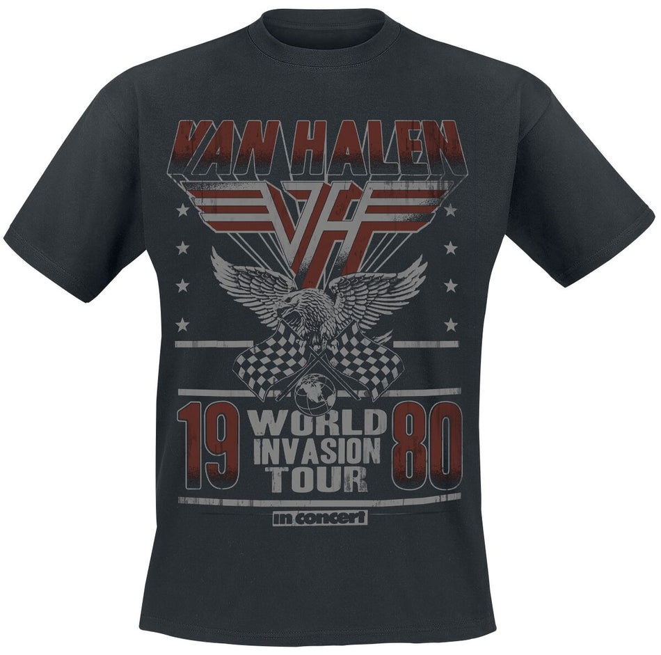 T-Shirt Manches courtes  de Van Halen - World Invasion Tour 1980 - S à 3XL - pour Homme - noir - Van Halen