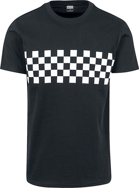 T-Shirt Manches courtes  de Urban Classics - T-Shirt Bande À Carreaux - XL - pour Homme - noir - Urban Classics