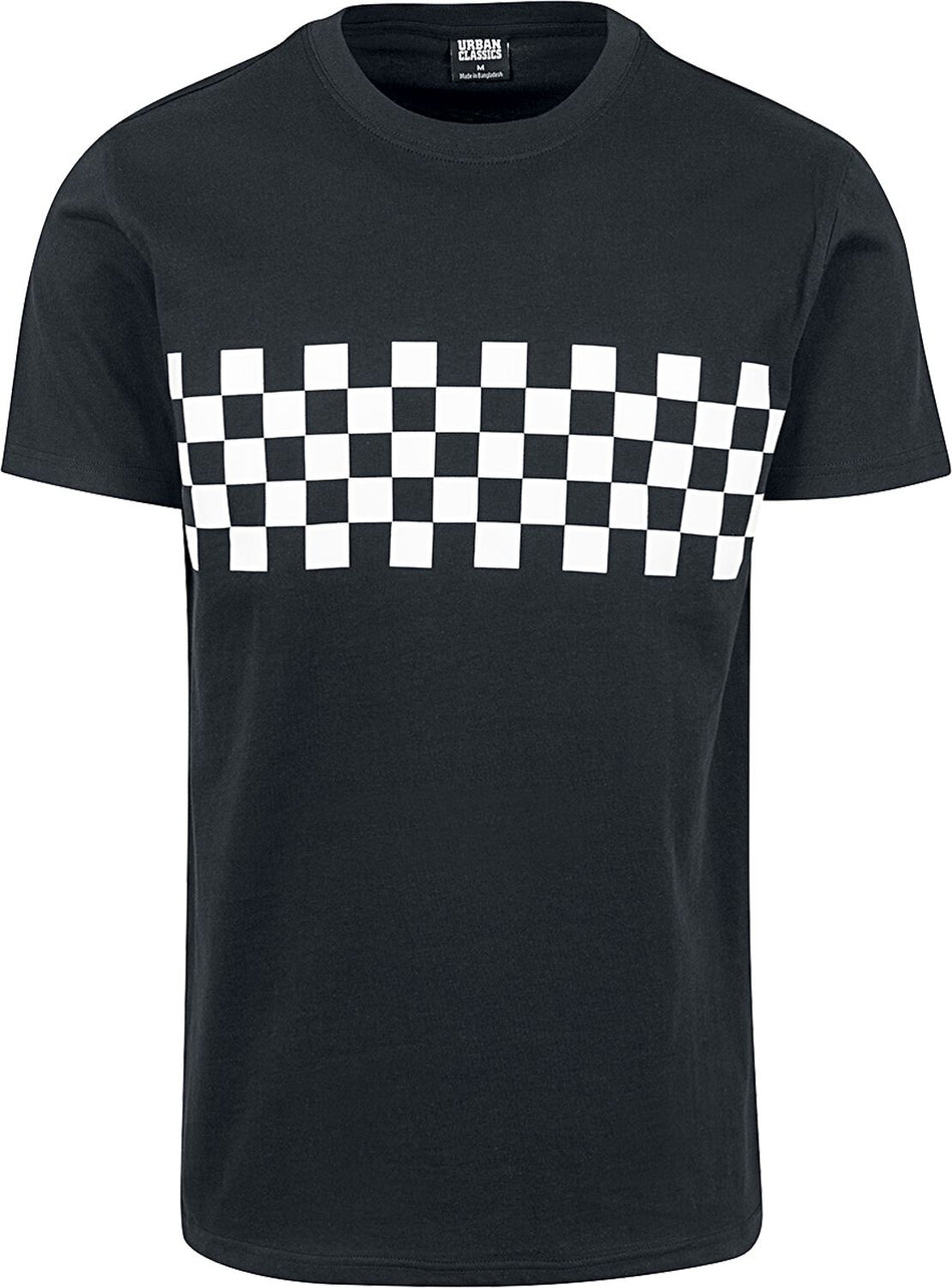 T-Shirt Manches courtes  de Urban Classics - T-Shirt Bande À Carreaux - XL - pour Homme - noir - Urban Classics
