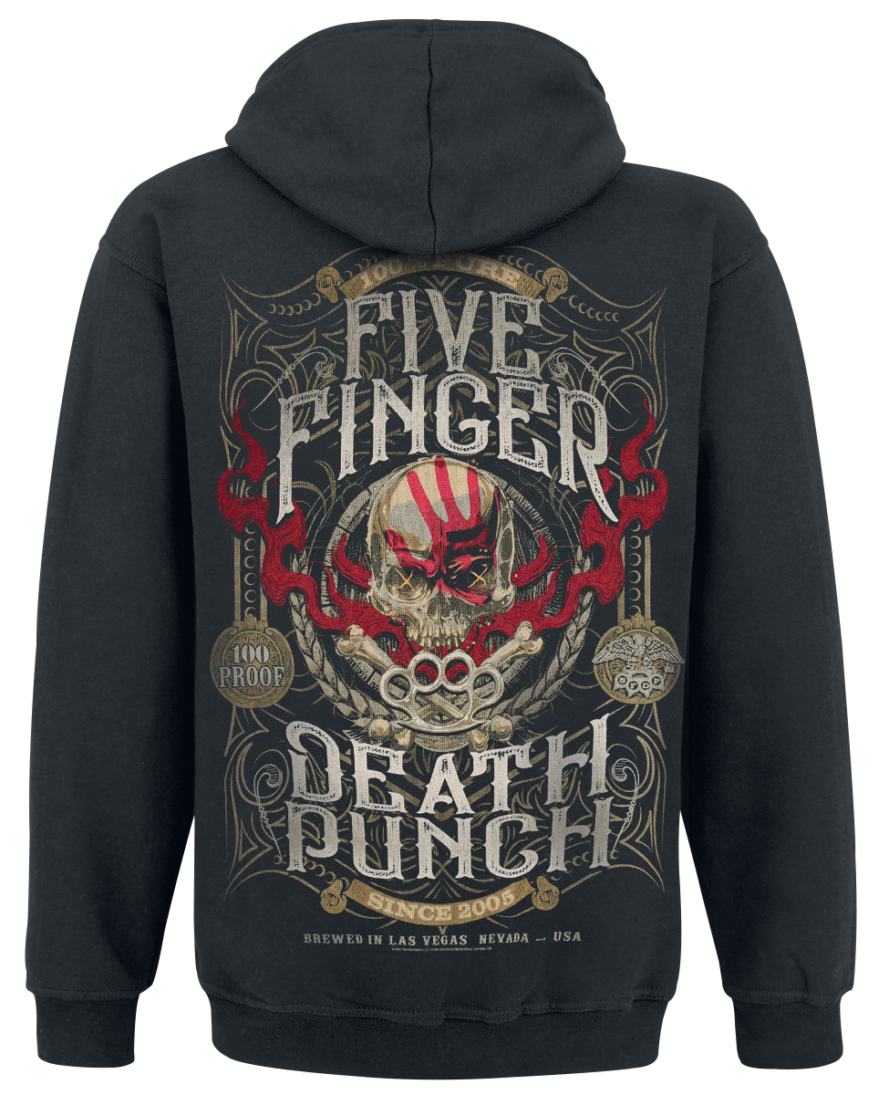 Sweat-shirt à capuche  de Five Finger Death Punch - 100 Proof - S à L - pour Homme - noir - Five Finger Death Punch - View 2