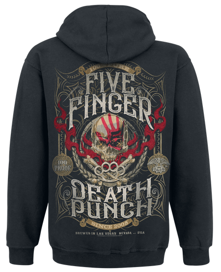 Sweat-shirt à capuche  de Five Finger Death Punch - 100 Proof - S à L - pour Homme - noir - Five Finger Death Punch - View 2