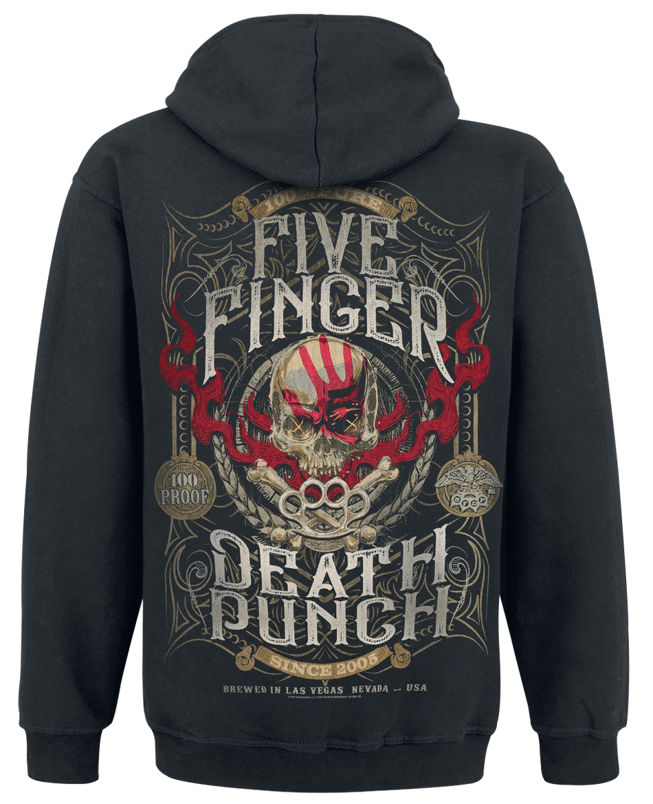 Sweat-shirt à capuche  de Five Finger Death Punch - 100 Proof - S à L - pour Homme - noir - Five Finger Death Punch - View 2