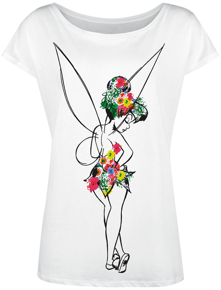 T-Shirt Manches courtes Disney de Peter Pan - Fée Clochette - Flower Power - S à XXL - pour Femme - blanc - Peter Pan - View 2