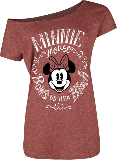 T-Shirt Manches courtes Disney de Mickey & Minnie Mouse - Minni Maus - Bows - S à XXL - pour Femme - rouge chiné - Mickey & Minnie Mouse