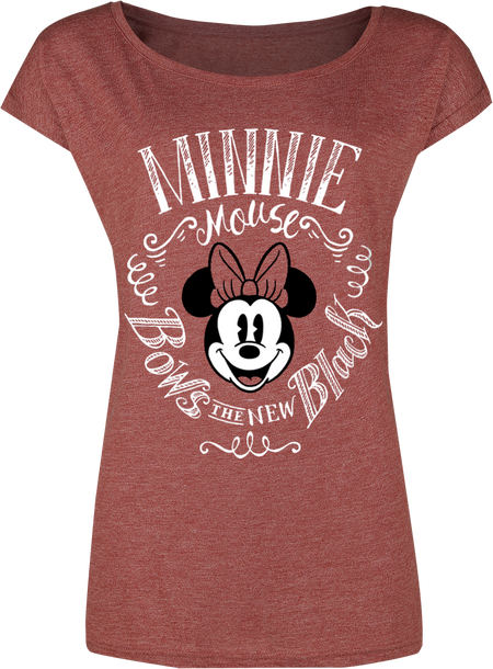 T-Shirt Manches courtes Disney de Mickey & Minnie Mouse - Minni Maus - Bows - S à XXL - pour Femme - rouge chiné - Mickey & Minnie Mouse - View 2