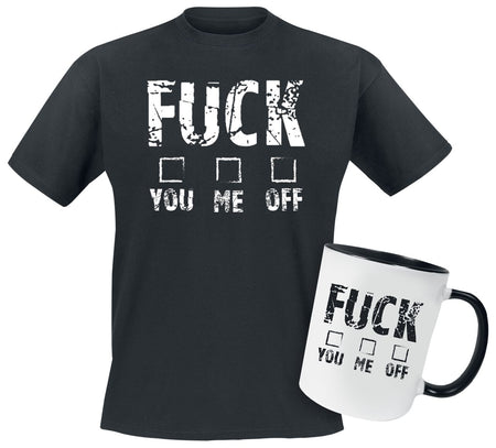 T-Shirt Manches courtes Fun de Slogans - Coffret Cadeau - Fuck You Me Off - M à 3XL - pour Homme - noir - Slogans