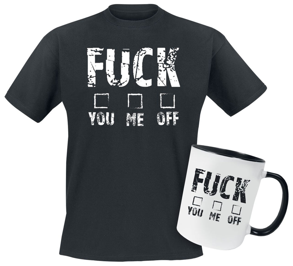 T-Shirt Manches courtes Fun de Slogans - Coffret Cadeau - Fuck You Me Off - M à 3XL - pour Homme - noir - Slogans