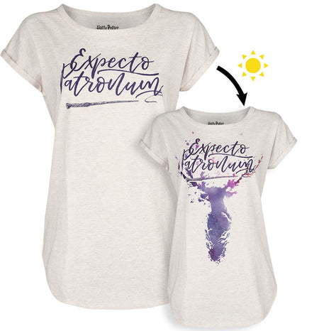 T-Shirt Manches courtes  de Harry Potter - Patronus UV - S à XXL - pour Femme - crème marbrée - Harry Potter