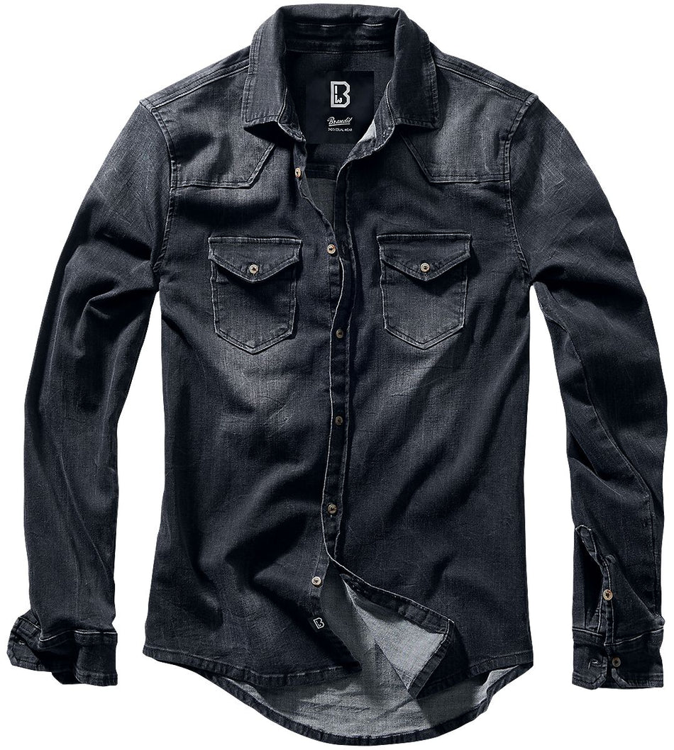 Chemise en jean  de Brandit - Chemise En Jean Riley - S à 5XL - pour Homme - noir - Brandit