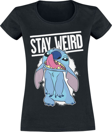 T-Shirt Manches courtes Disney de Lilo & Stitch - Stay Weird - S à XXL - pour Femme - noir - Lilo & Stitch
