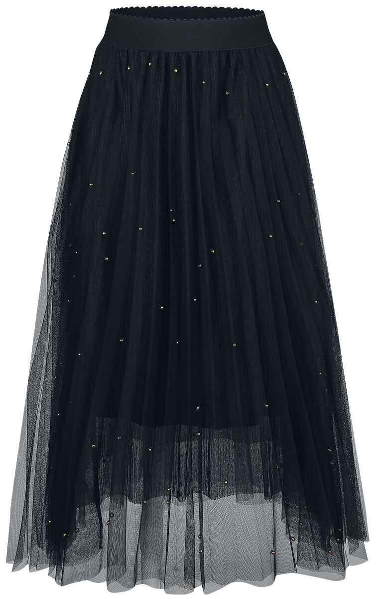 Jupe mi-longue  de Banned Retro - Jupe En Voile Clouté Sophia - S-M à L-XL - pour Femme - noir - Banned Retro