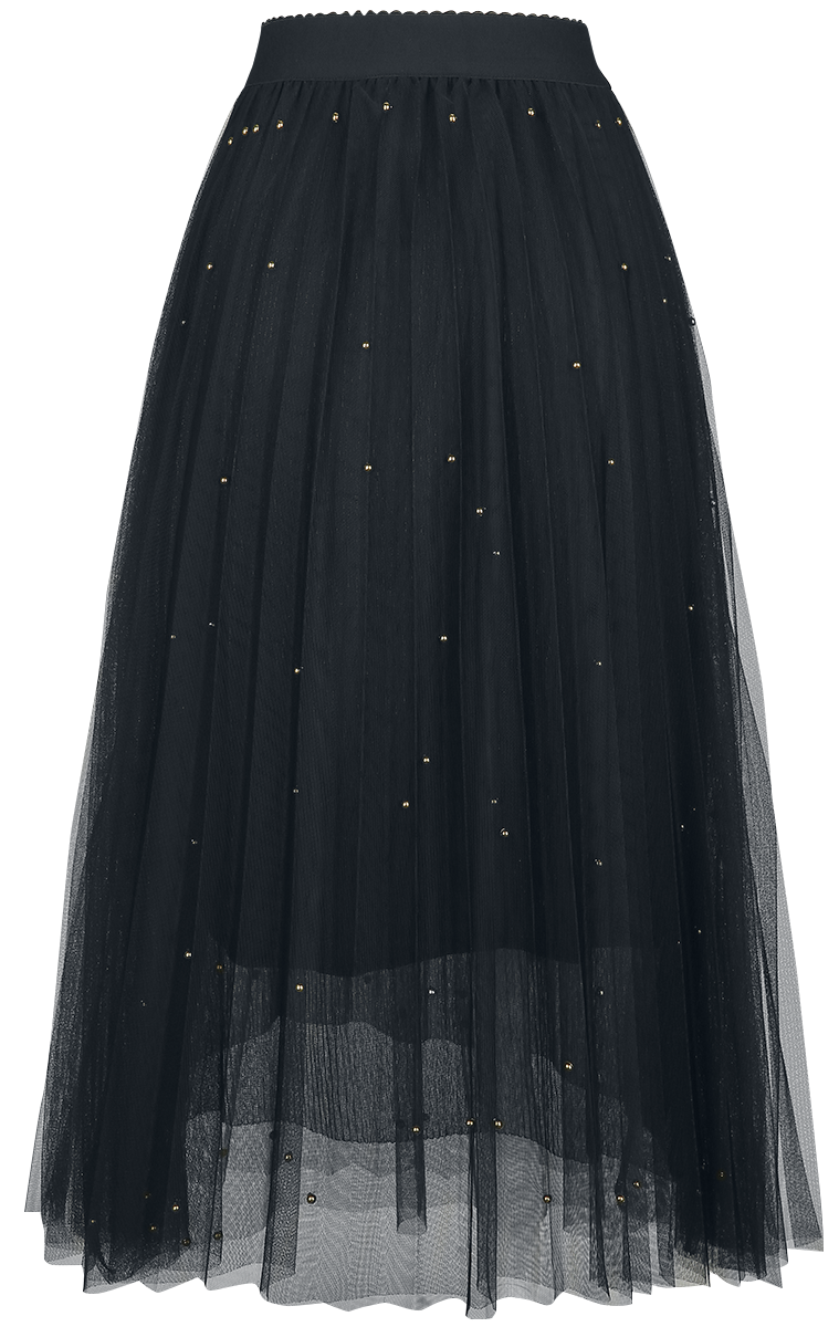 Jupe mi-longue  de Banned Retro - Jupe En Voile Clouté Sophia - S-M à L-XL - pour Femme - noir - Banned Retro - View 2