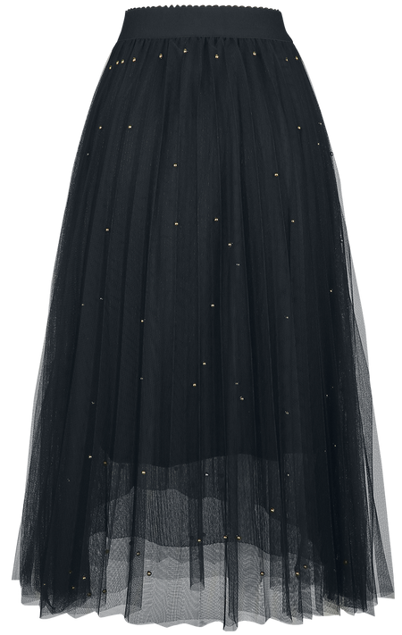 Jupe mi-longue  de Banned Retro - Jupe En Voile Clouté Sophia - S-M à L-XL - pour Femme - noir - Banned Retro - View 2