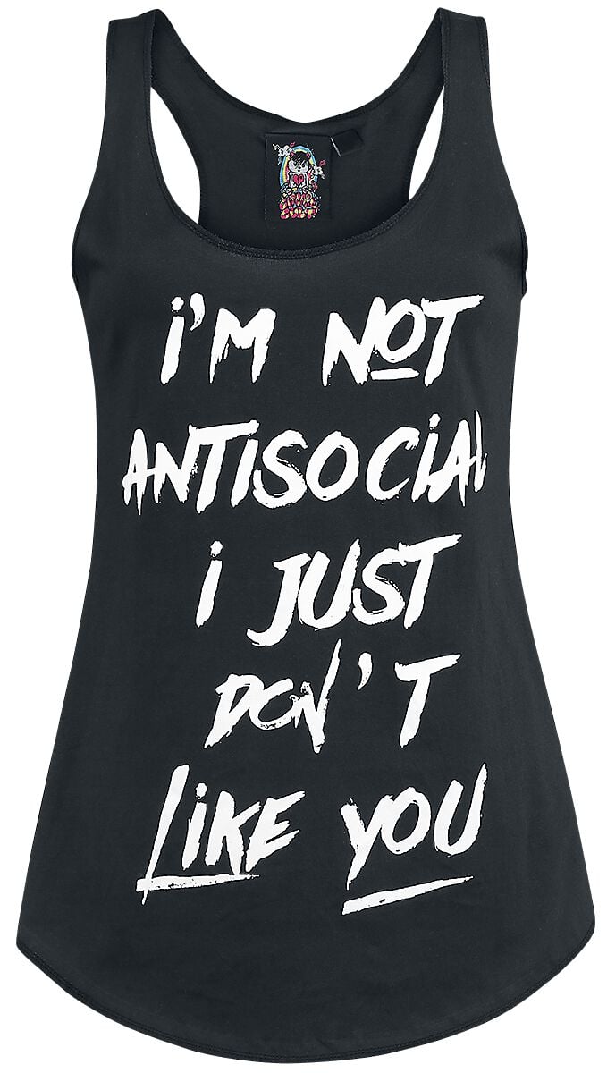 Top Fun de Slogans - Not Antisocial - S à XXL - pour Femme - noir - Slogans