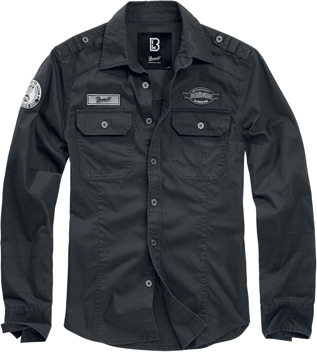 Chemise manches longues  de Brandit - Luis Shirt - S à 7XL - pour Homme - noir - Brandit