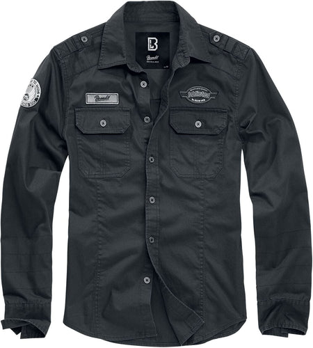 Chemise manches longues  de Brandit - Luis Shirt - S à 7XL - pour Homme - noir - Brandit