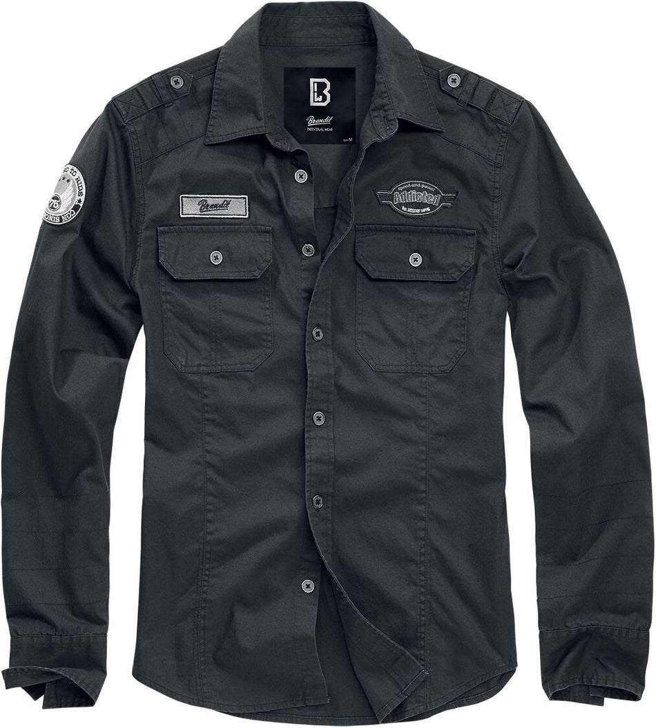 Chemise manches longues  de Brandit - Luis Shirt - S à 7XL - pour Homme - noir - Brandit