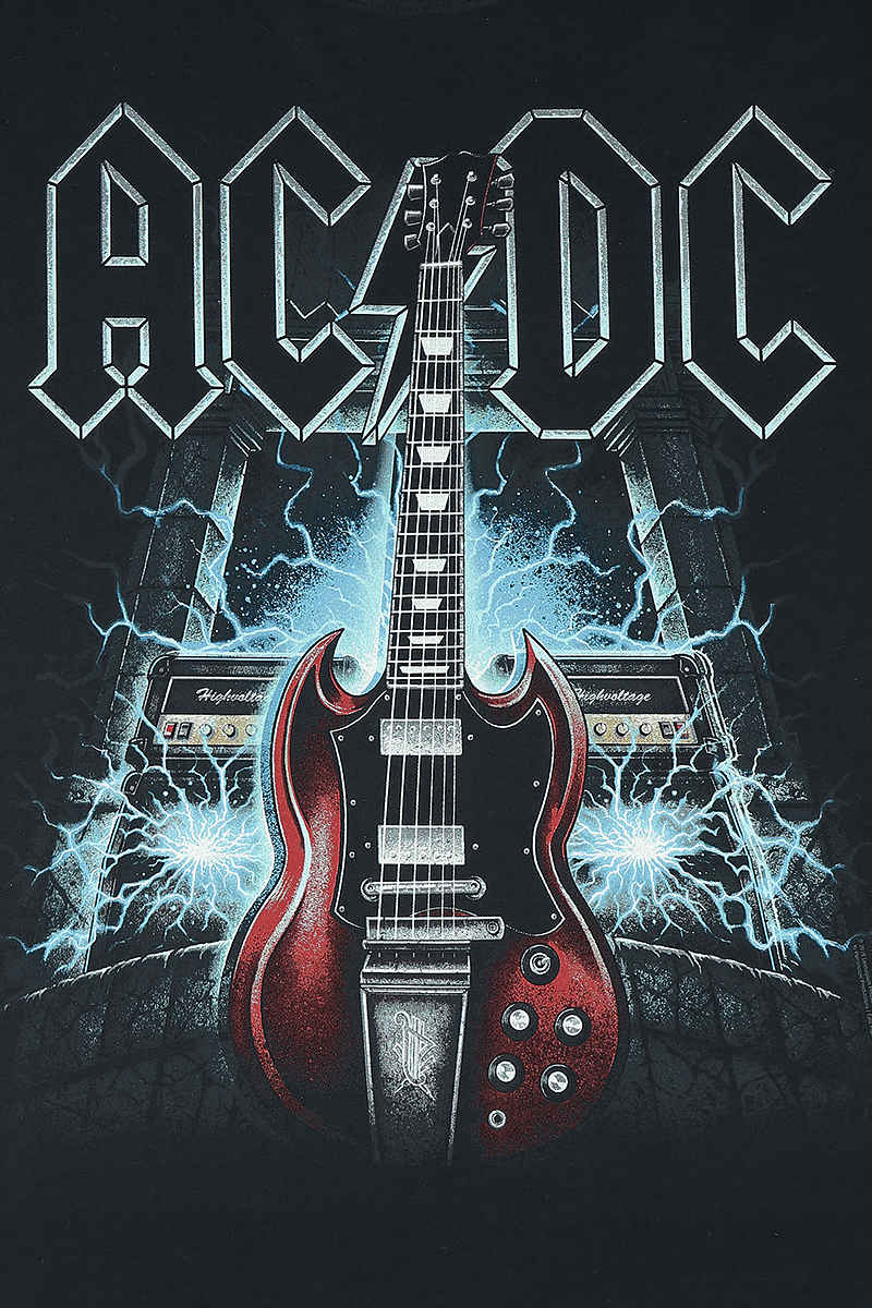 T-Shirt Manches courtes  de AC/DC - High Voltage Guitar - S à 5XL - pour Femme - noir - AC/DC - View 2