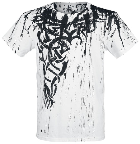 T-Shirt Manches courtes  de Outer Vision - Wings Tattoo Splashed Strips - S à 4XL - pour Homme - blanc - Outer Vision