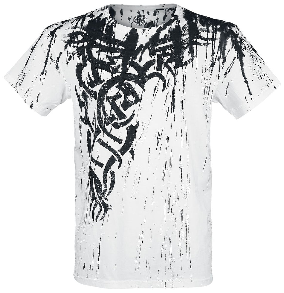 T-Shirt Manches courtes  de Outer Vision - Wings Tattoo Splashed Strips - S à 4XL - pour Homme - blanc - Outer Vision