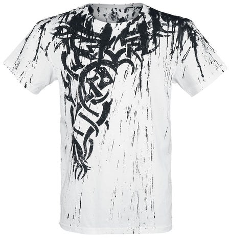 T-Shirt Manches courtes  de Outer Vision - Wings Tattoo Splashed Strips - S à L - pour Homme - blanc - Outer Vision