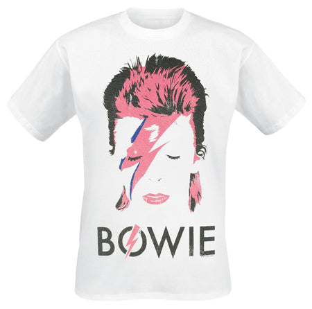 T-Shirt Manches courtes  de David Bowie - Aladdin Sane Usé - S à XXL - pour Homme - blanc - David Bowie