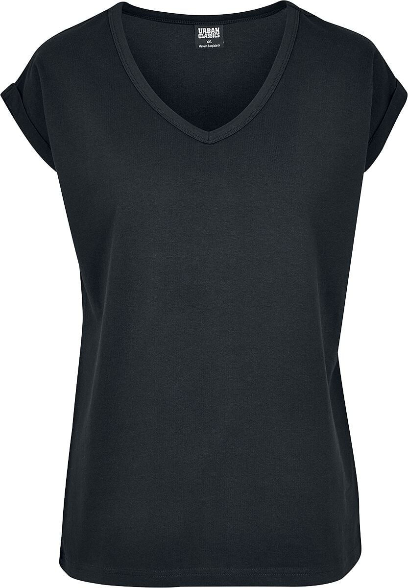 T-Shirt Manches courtes  de Urban Classics - T-shirt pour femme col en V - XS à 4XL - pour Femme - noir - Urban Classics