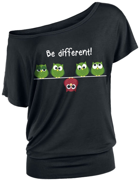 T-Shirt Manches courtes Fun de Be Different! - XS à 5XL - pour Femme - noir - Be Different!